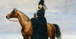 A portrait of Mademoiselle Croizette riding sidesaddle on a bay horse by artist Emile Carolus-Duran, 1873. history of rider wear