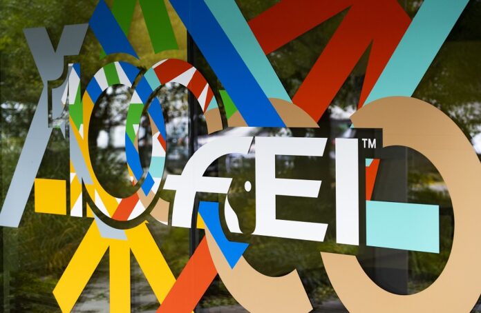 FEI Colourful International Equestrian Federation 100 year logo