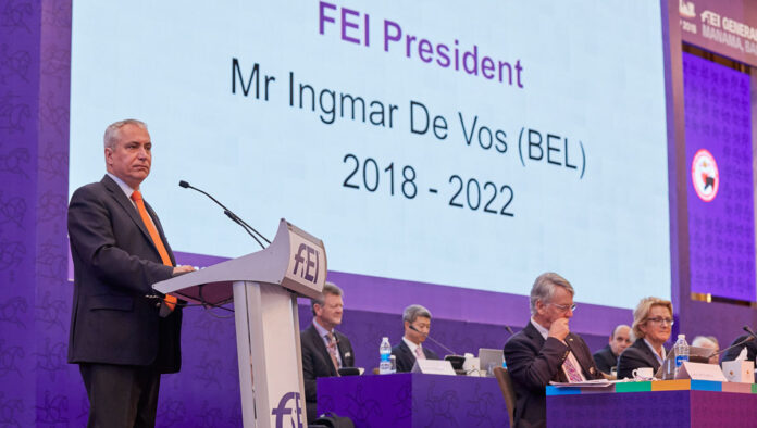 Ingmar de Vos-1 President of the International Equestrian Federation Ingmar De Vos addresses the audience